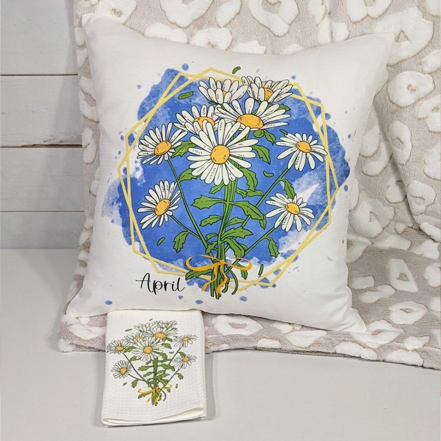 Custom April Birth Flower Throw Pillow