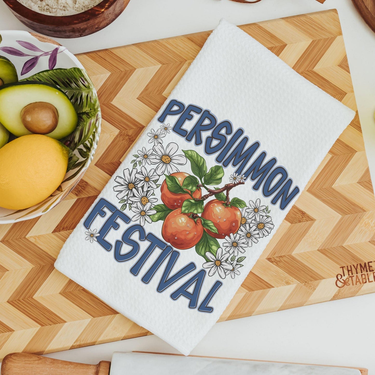CapableByDesign persimmon festival kitchen towels