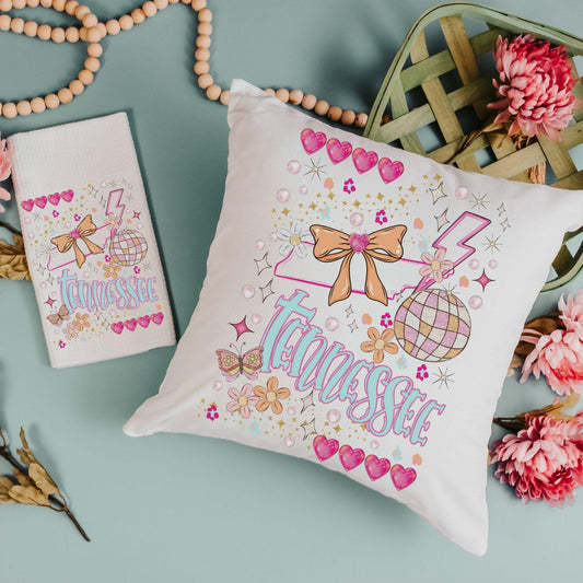 Custom Pink Preppy State Pillow & Towel Decor Sets