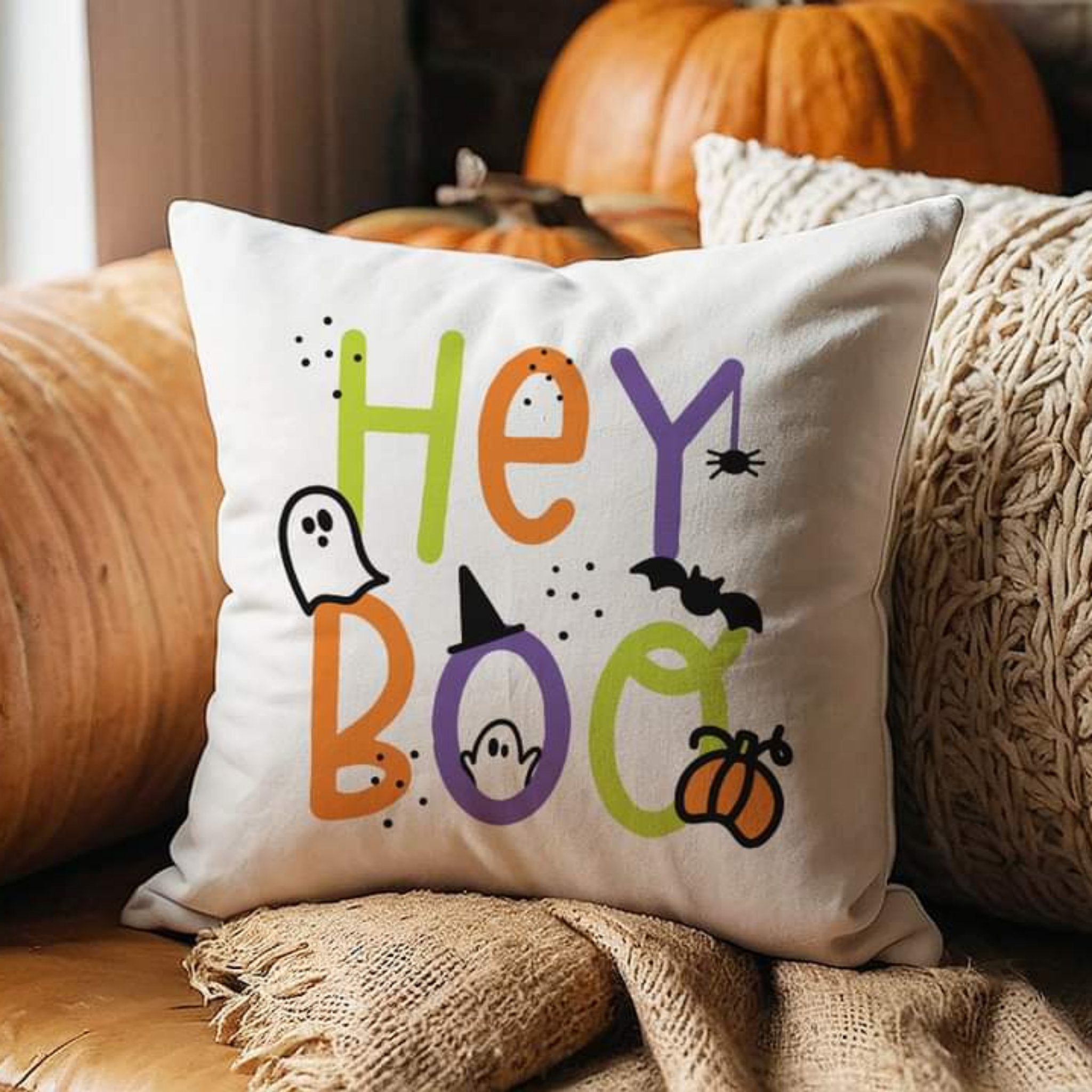 Set of 2 outlet Hey Boo Sherpa halloween pillows