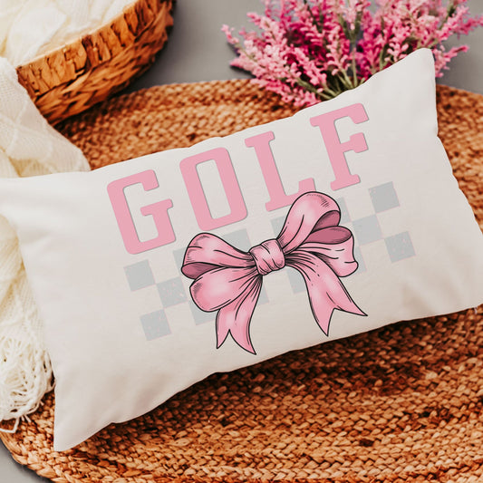 Pink Bow Golf Lumbar Pillow