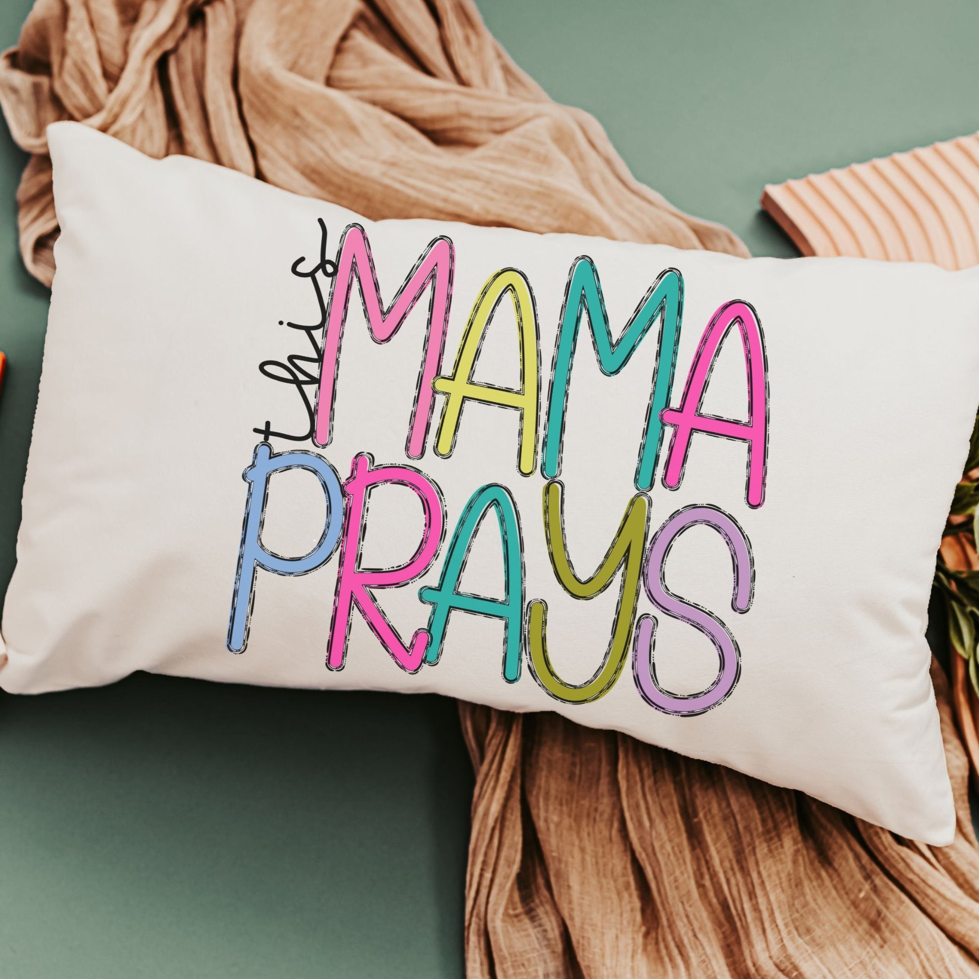 This mama prays throw pillow