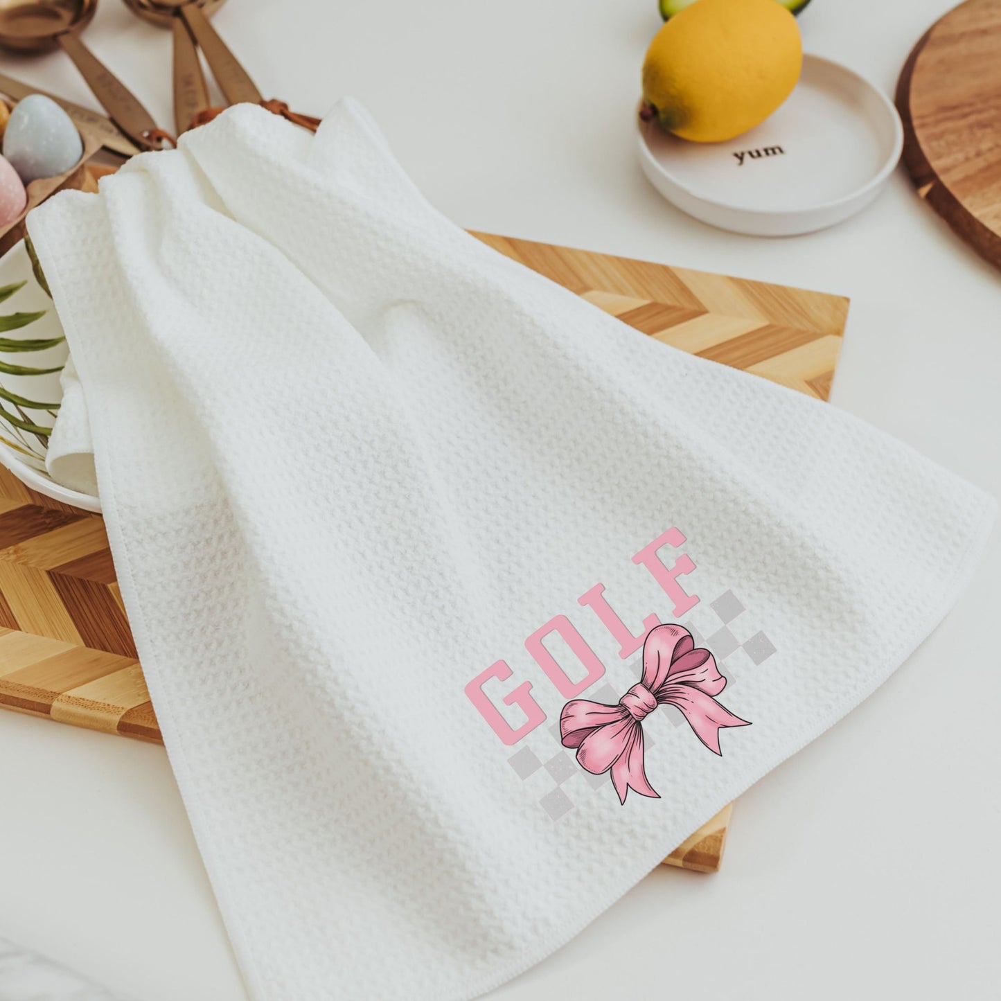 Pink Bow Lady Golfer Towel