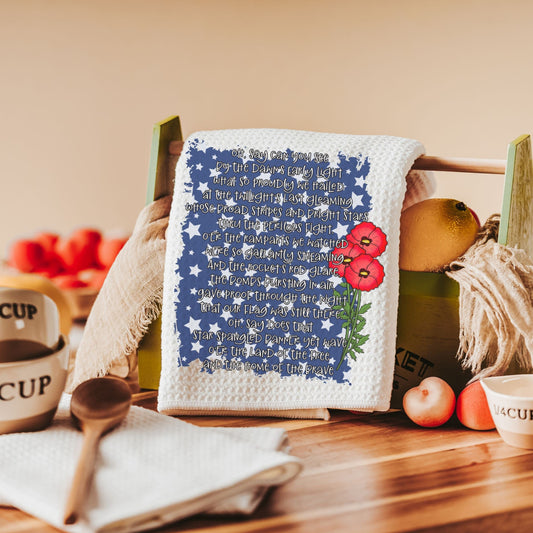 Star spangled banner poppy patriotic kitchen towel