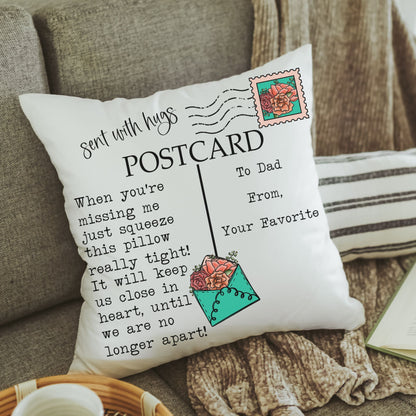 Personalized Missing You Postcard Throw Pillow