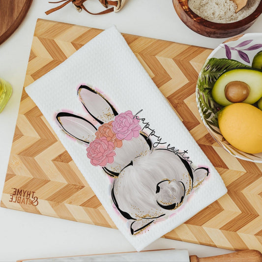 CapableByDesign happy Easter pink coquette floral Easter bunny towels 4