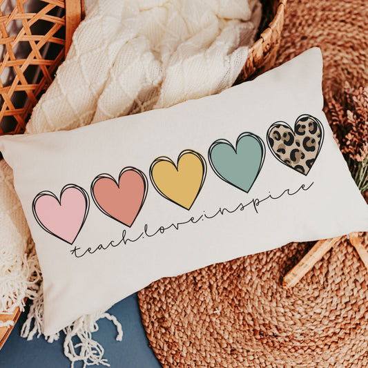 Teach love inspire throw pillow