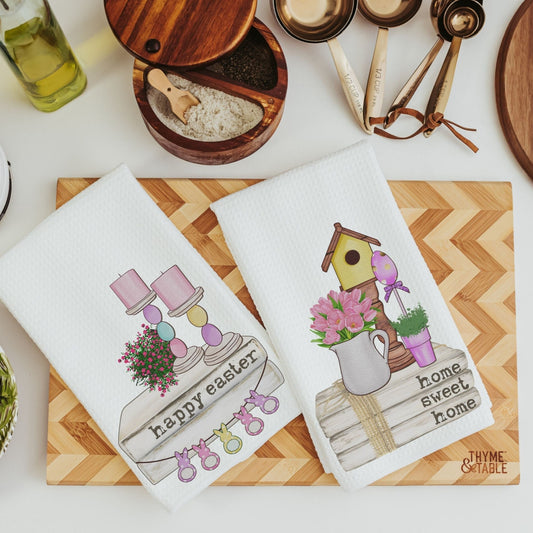 happy Easter and Home Sweet Home Kitchen Towels