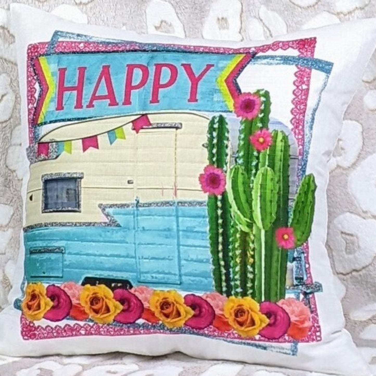 Happy Camper Throw Pillow