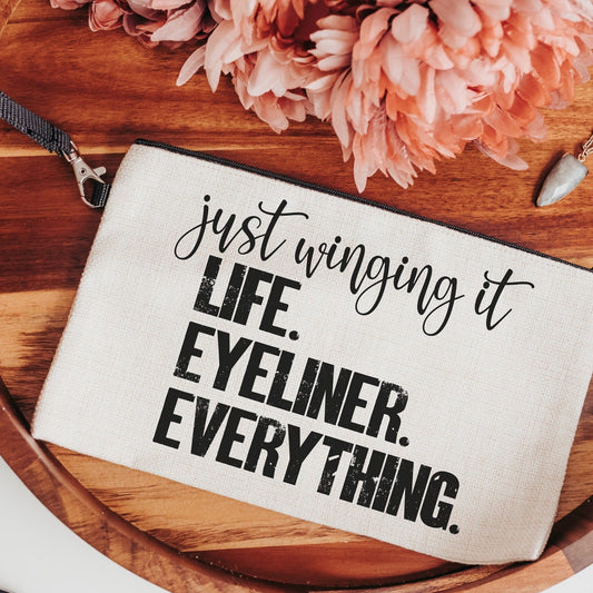 Just Wing It Funny Makeup Bag