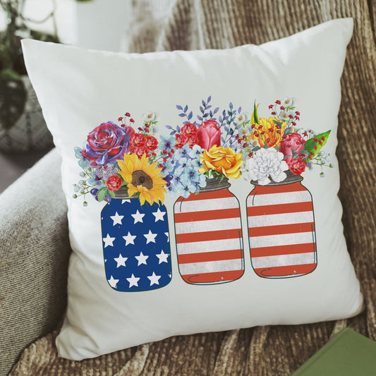 Canning Jars Flag Pillow