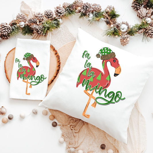 Funny Fa La La Mingo Holiday Pillow and Towel Gift Set