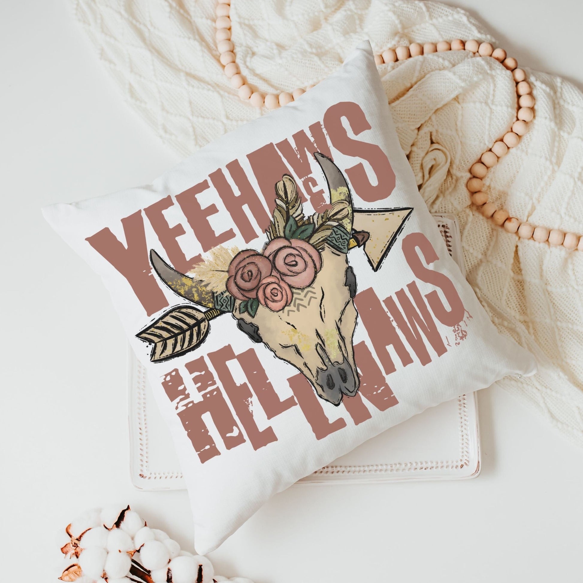 Yeehaws and Hellnaws BOHO Throw Pillow