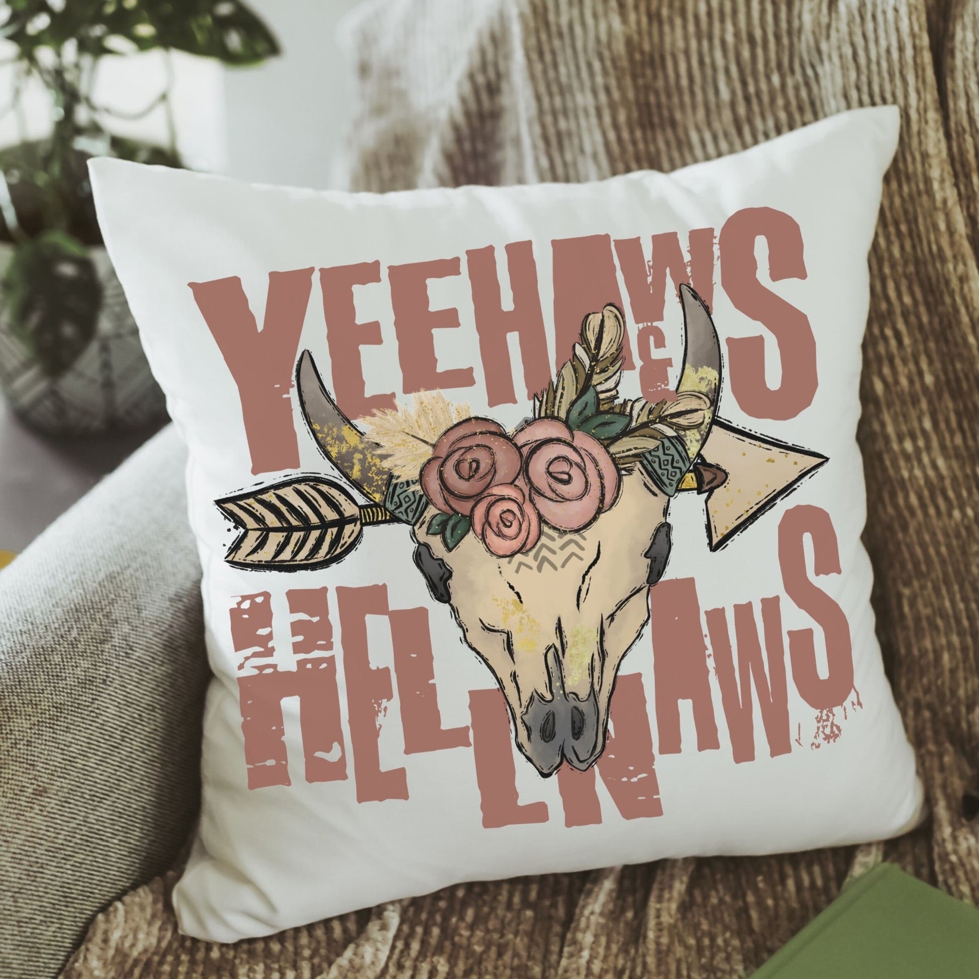 Yeehaws and Hellnaws BOHO Throw Pillow