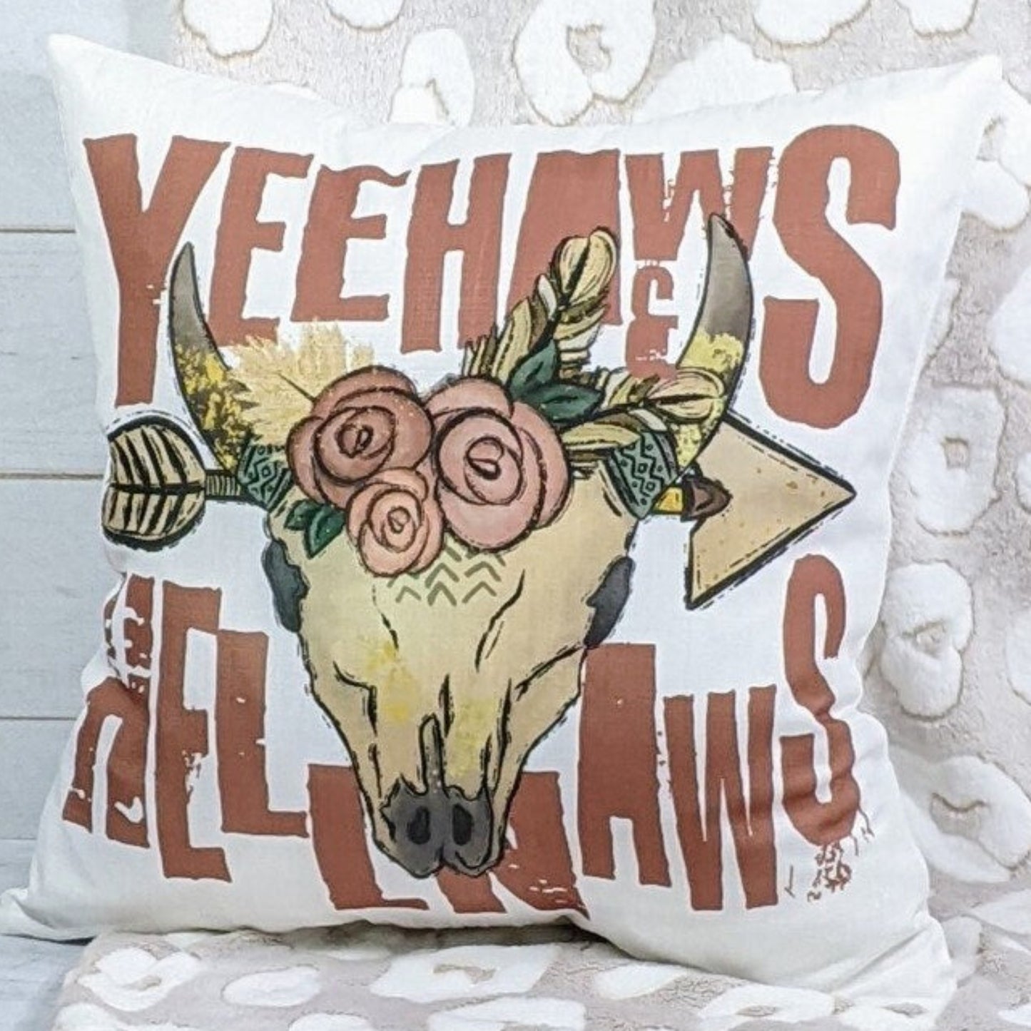 Yeehaws and Hellnaws BOHO Throw Pillow