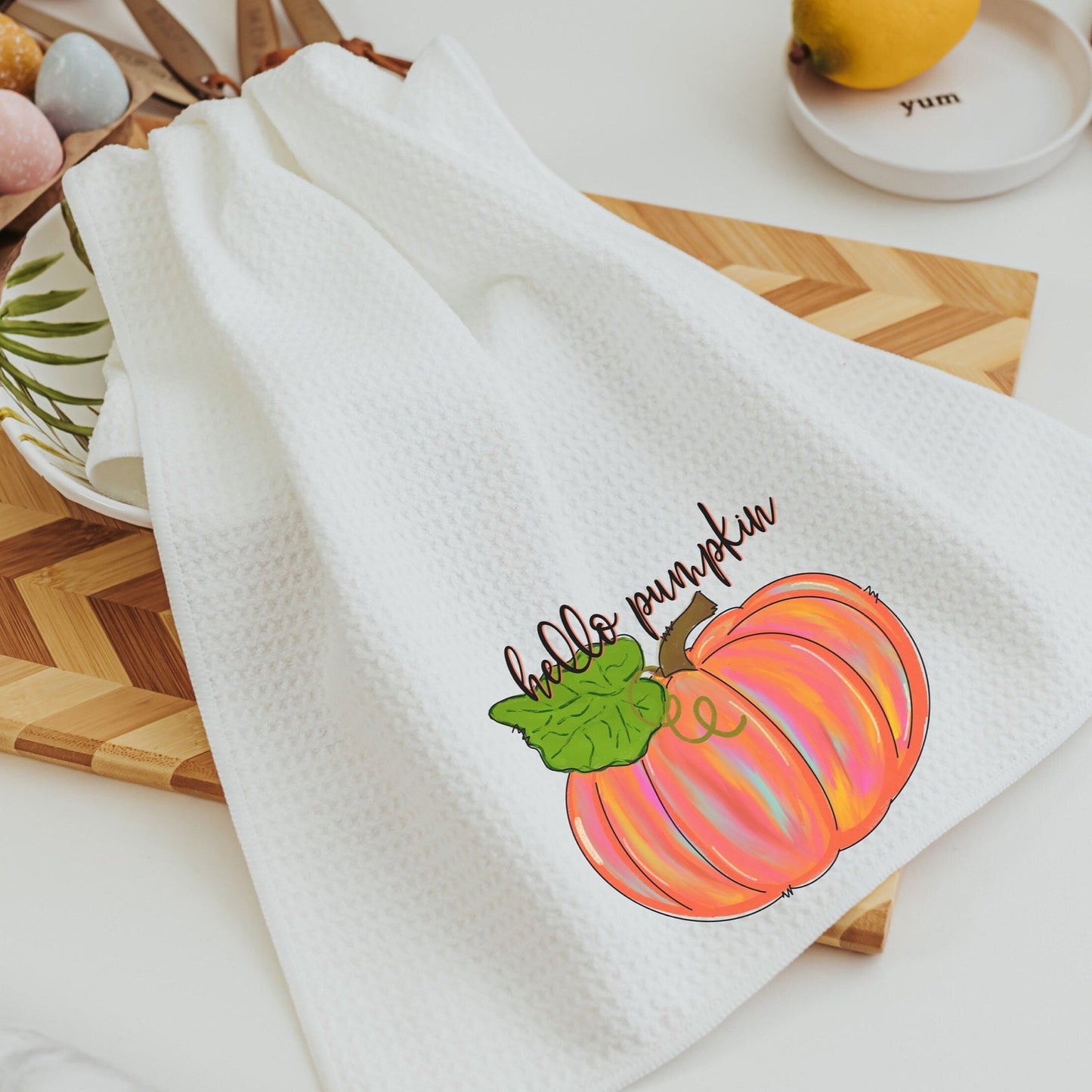 Fall Leaves and Hello Pumpkins Kitchen Towels Set