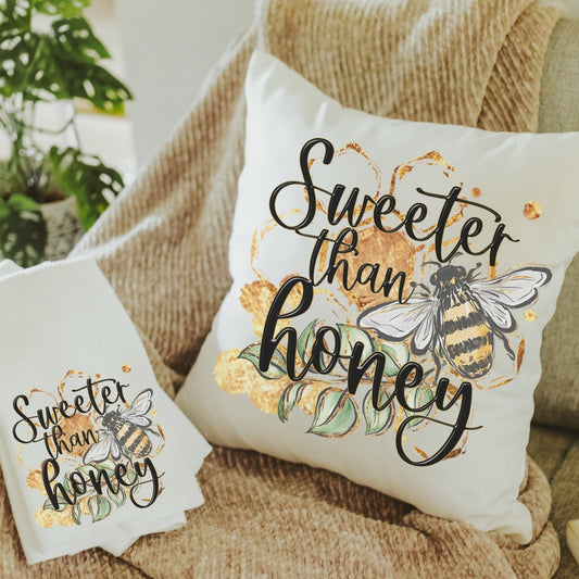 Sweeter Than Honey Pillow and Towel Gift Set