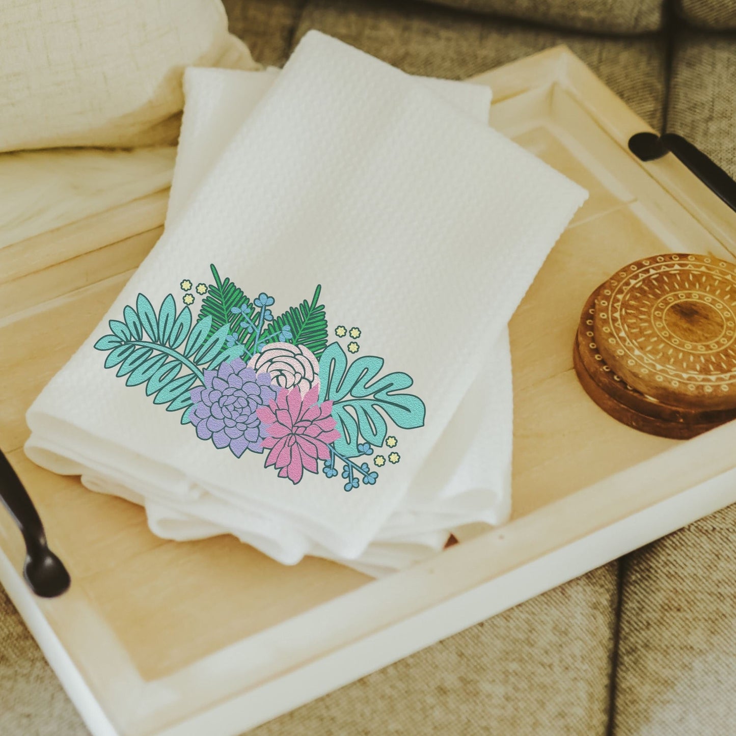 Succulent Pillow and Towel Gift Set