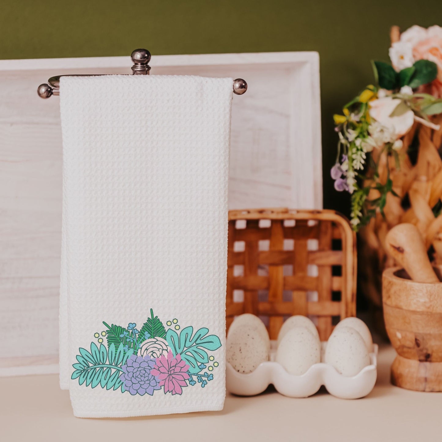 Succulent Pillow and Towel Gift Set