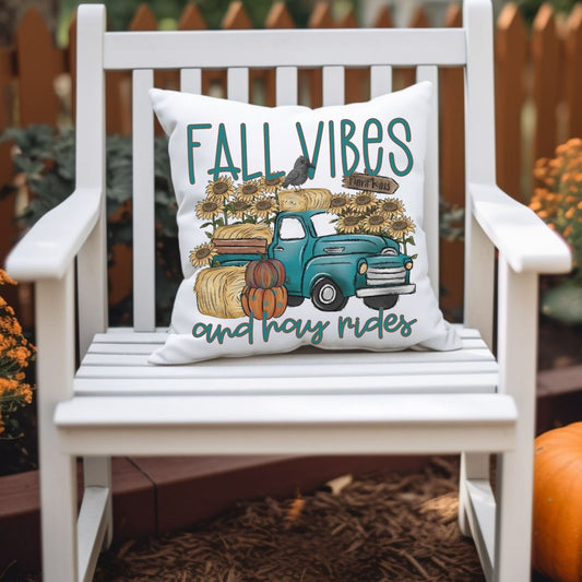 Fall Vibes & Hayrides Throw Pillow