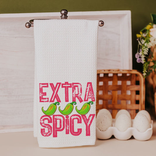 Extra spicy kitchen towels, foodie gift, jalapeno pepper funny kitchen towels, fiesta kitchen decor, fiesta bachelorette party gifts, cinco