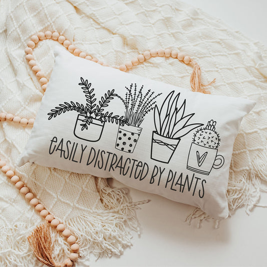 Easily Distracted By Plants Throw Pillow