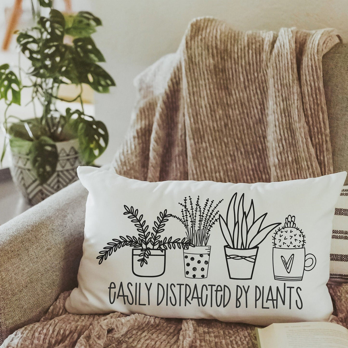 Easily Distracted By Plants Throw Pillow