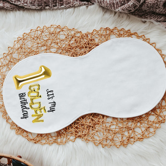 Golden First Birthday Burp Cloth