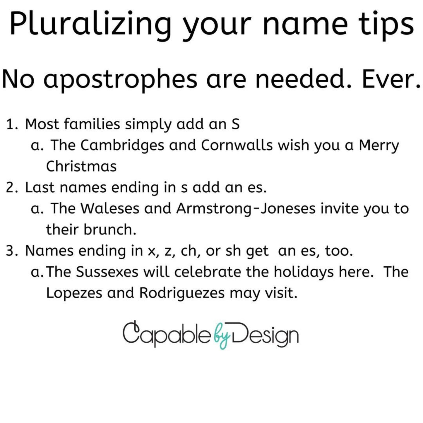 Pluralizing your name tips