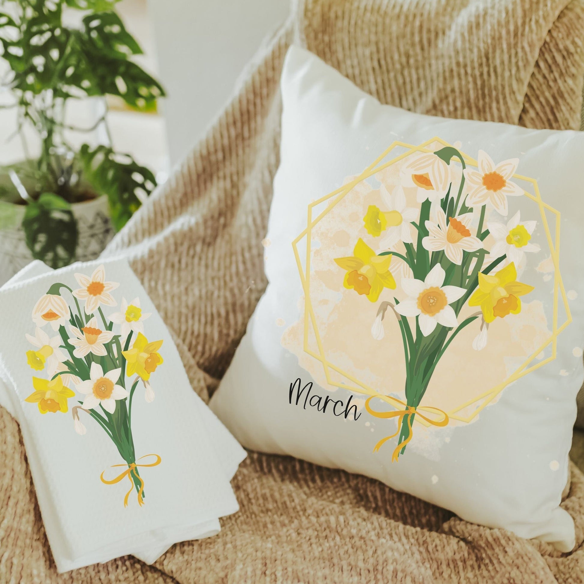 Custom Birth Flower Throw Pillow