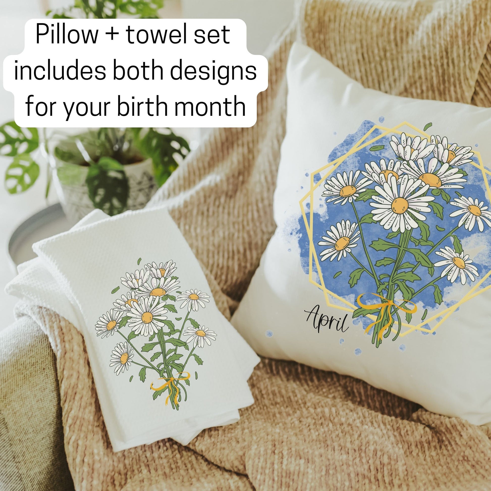 Custom Birth Flower Throw Pillow