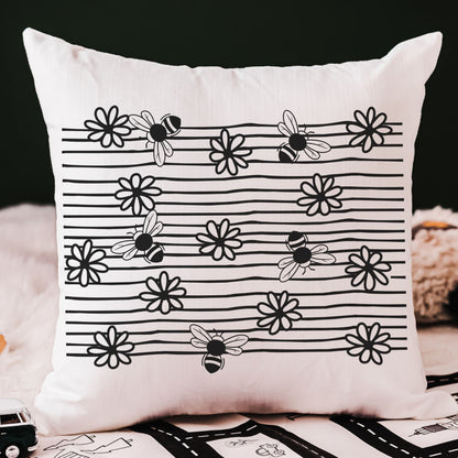 Black and White Bee Throw Pillow 2