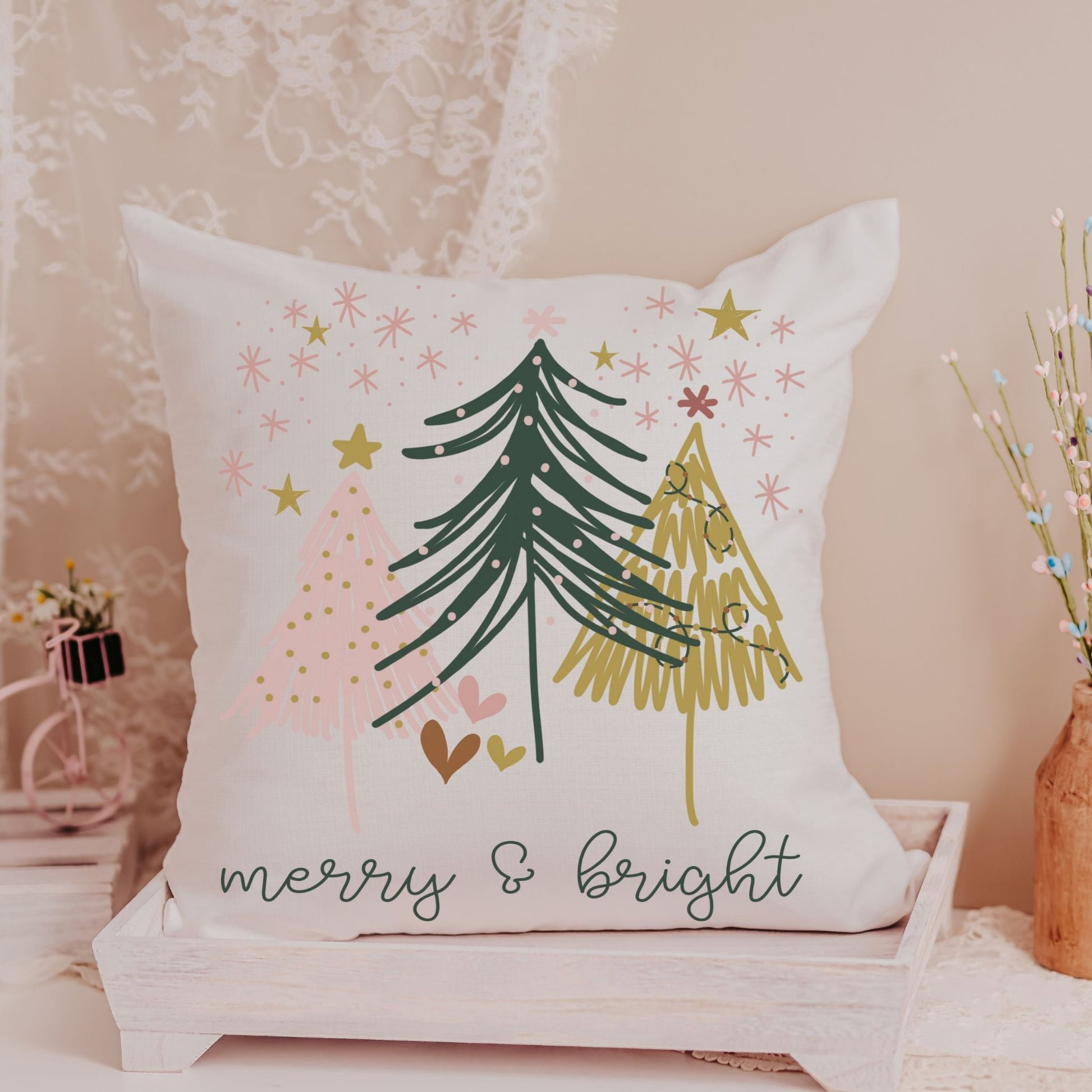 Boho merry and bright throw pillows