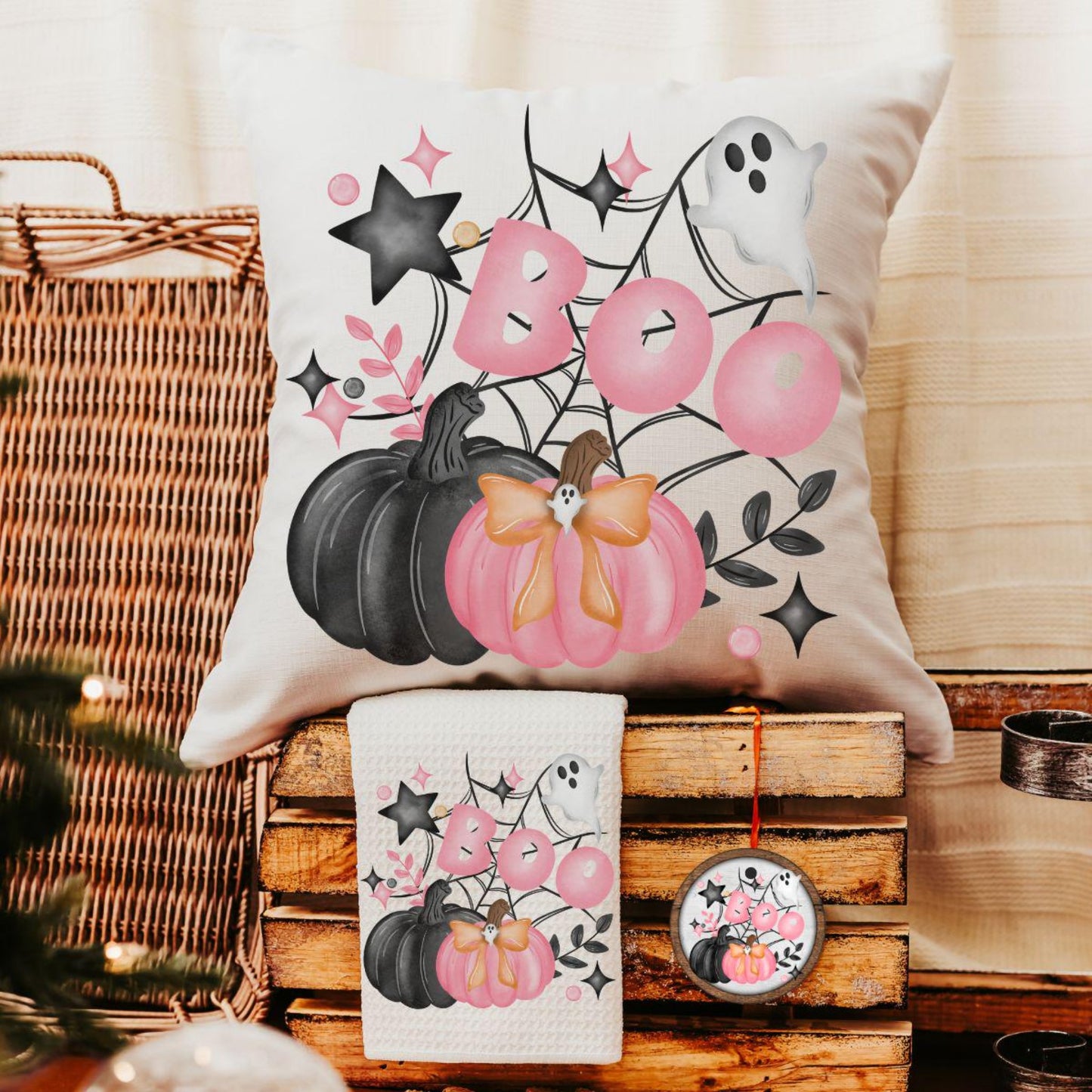 Pink and Black Boo Halloween gift set