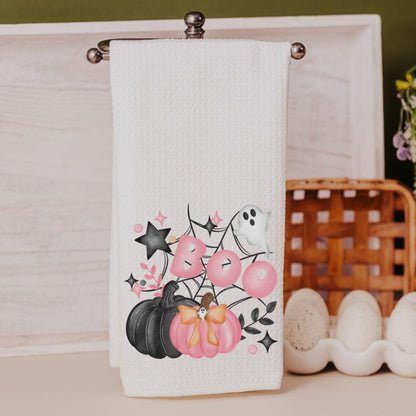 Pink and Black Boo Halloween towel