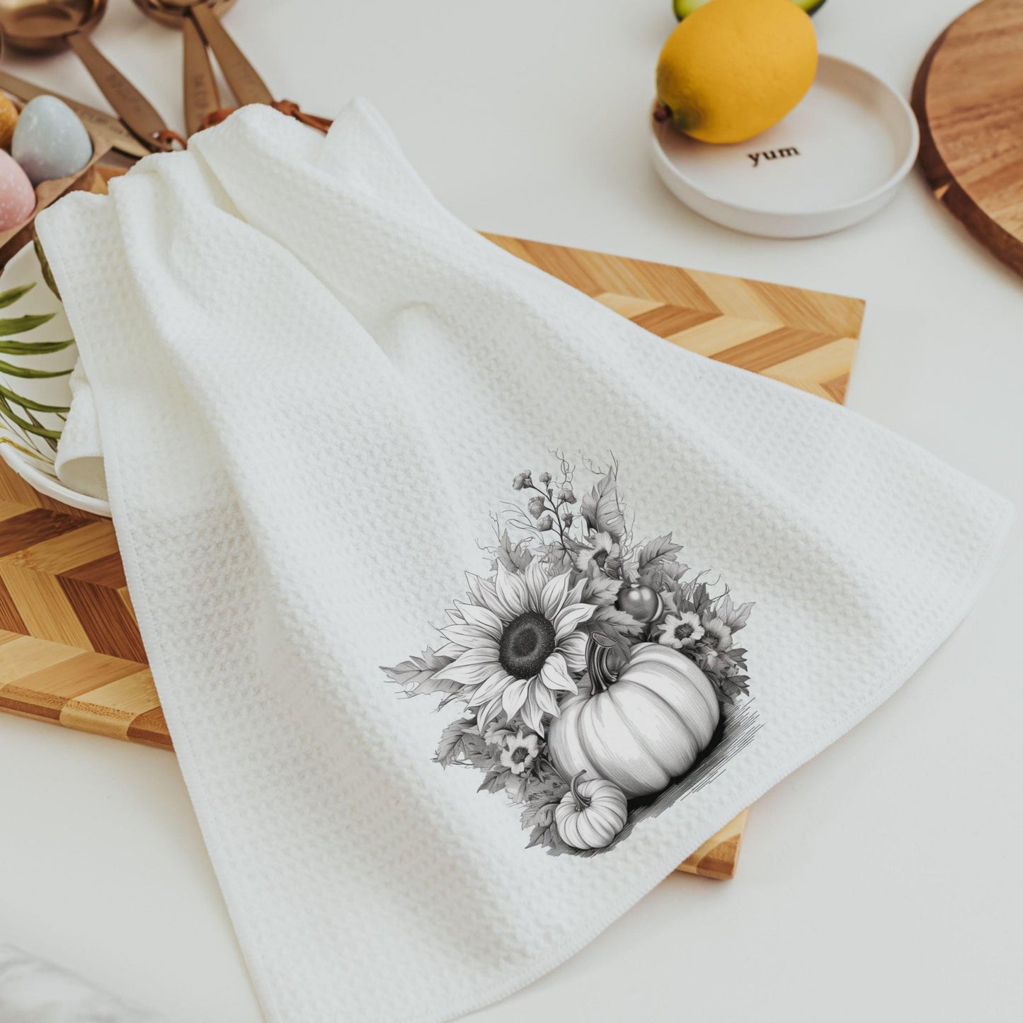 CapableByDesign Black and white farmhouse pumpkin towels