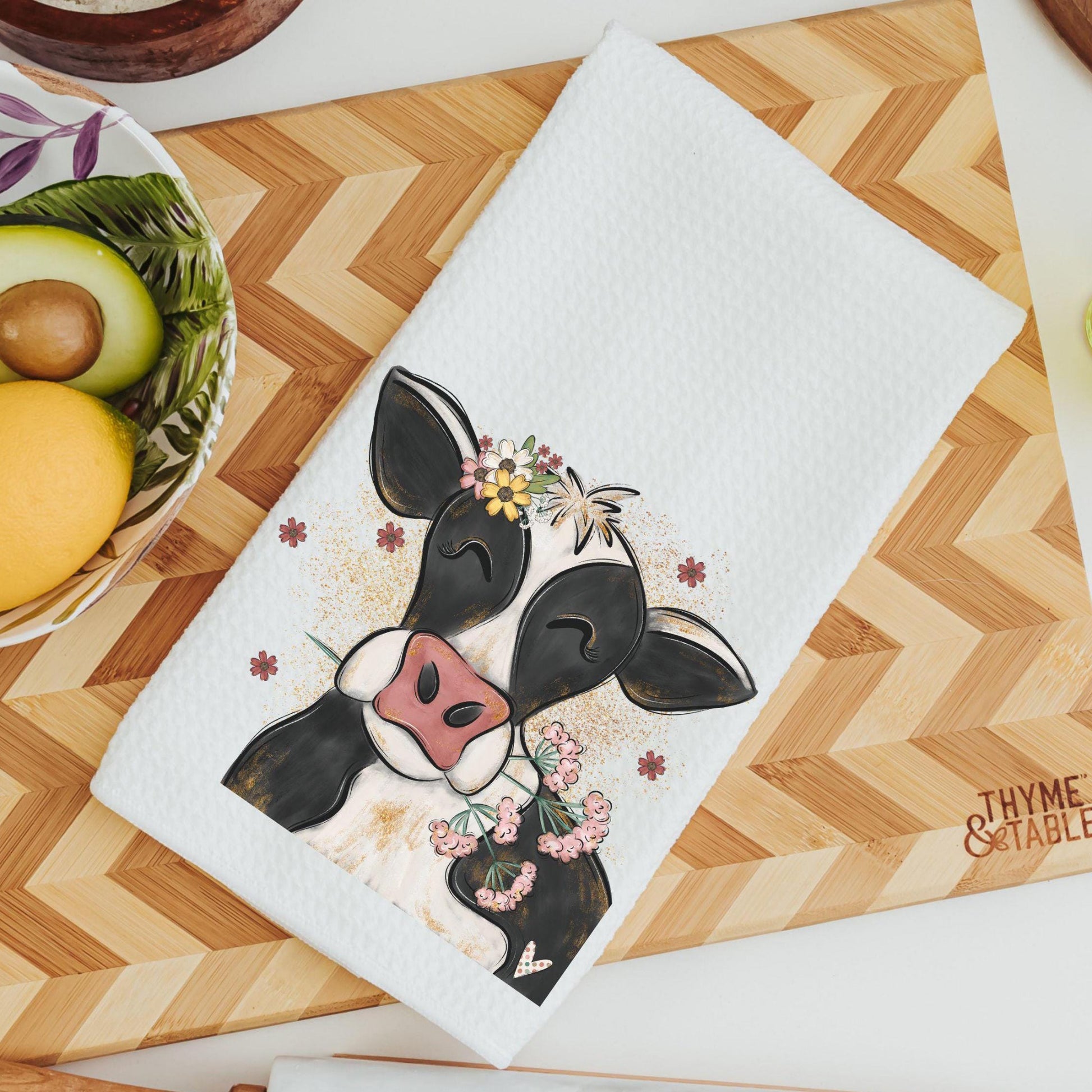 CapableByDesign Floral cow kitchen towels 2