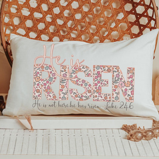 CapableByDesign He is risen Luke 24 6 Bible verse throw pillow