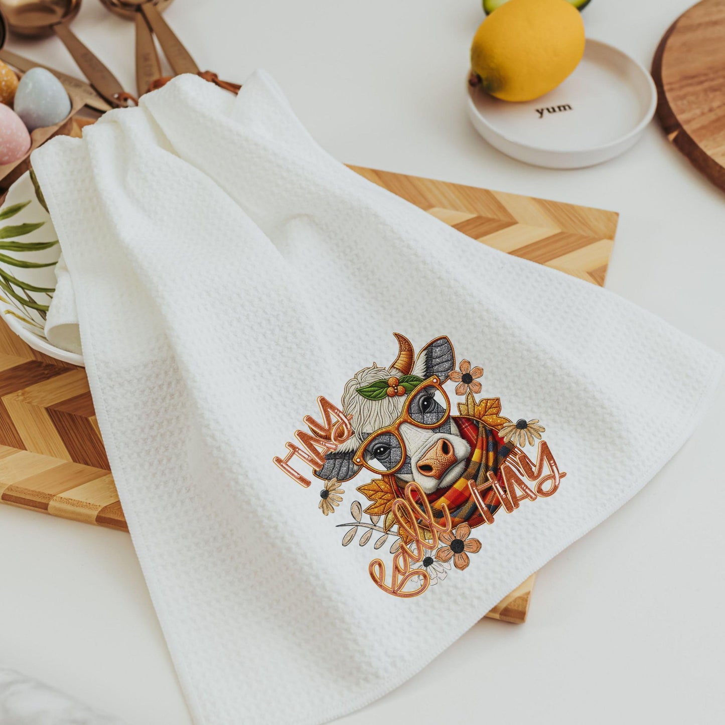 CapableByDesign Hey fall hay highland cow towels