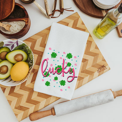 CapableByDesign Pink and Green Lucky shamrock towel
