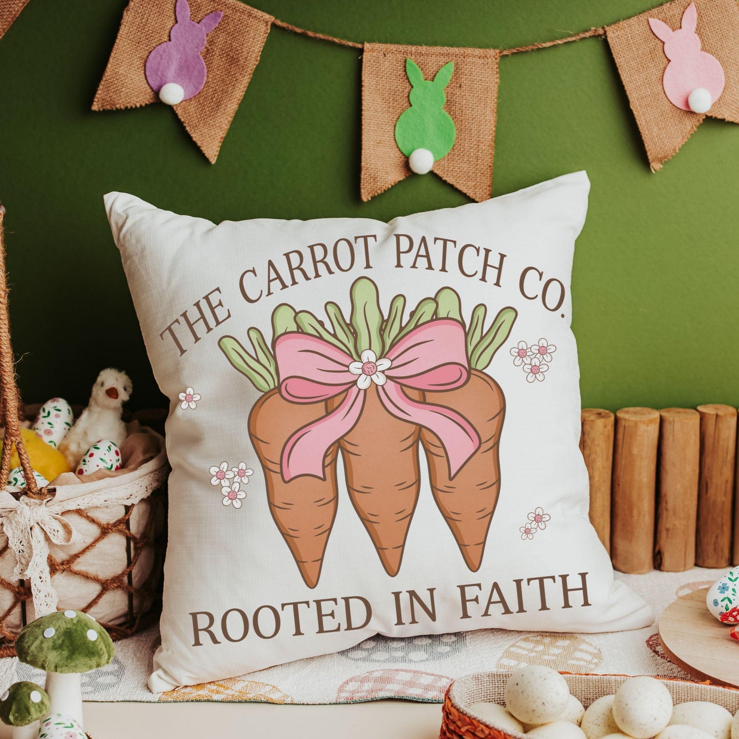 CapableByDesign The Carrot Patch Co. rooted in faith throw pillows