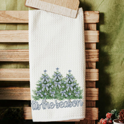 CapableByDesign "Tis the Season" Blue Chinoiserie towels 2