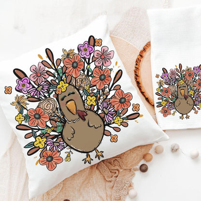 CapableByDesign colorful floral turkey throw pillow and towel sets