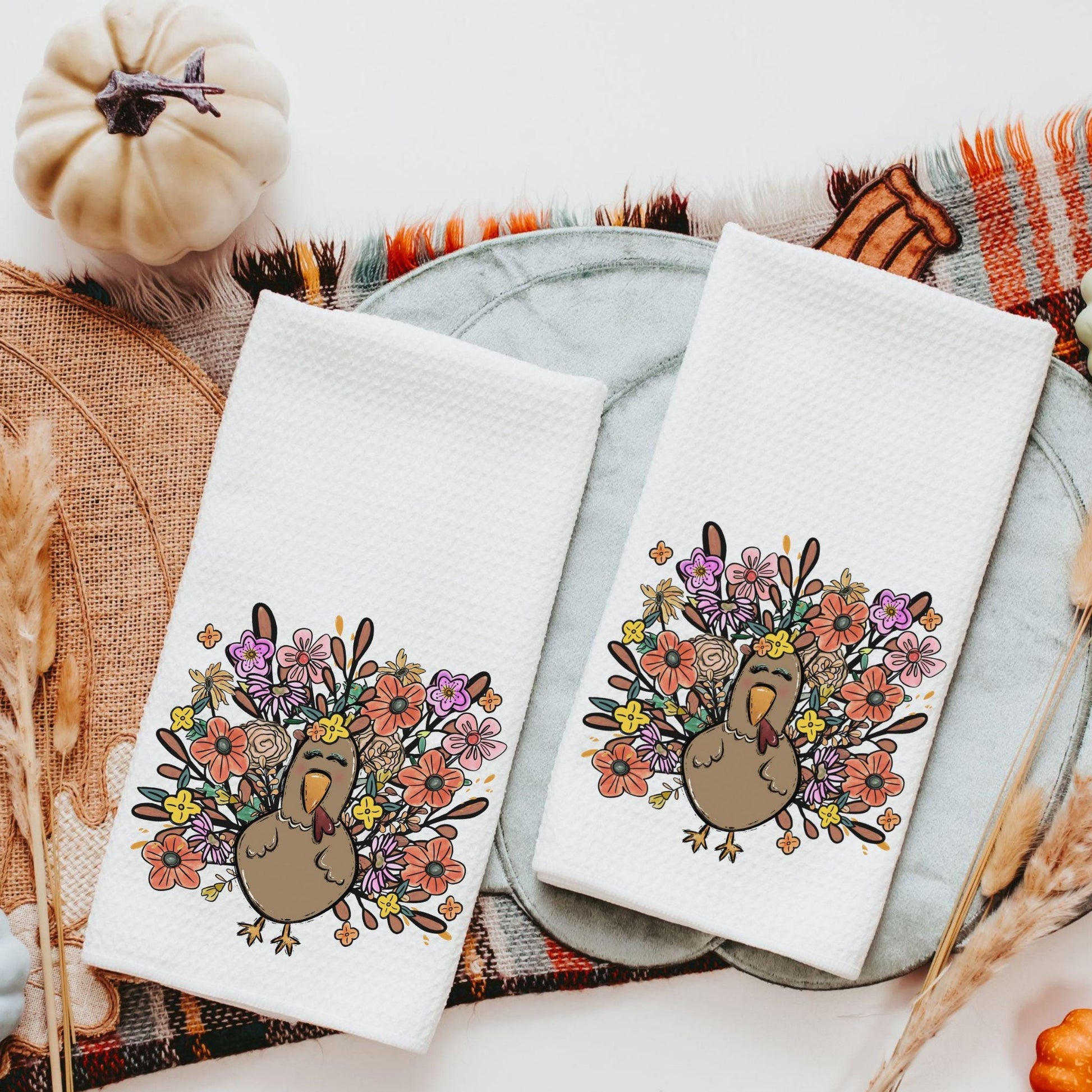 CapableByDesign colorful floral turkey towel set of 2