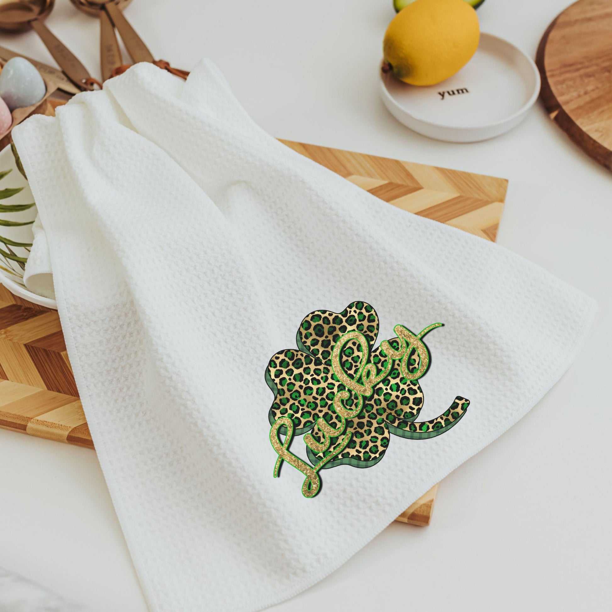 CapableByDesign leopard print shamrock kitchen towels 2