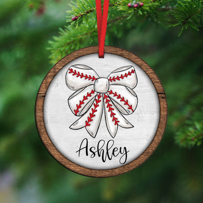 CapableByDesign personalized coquette baseball ornament