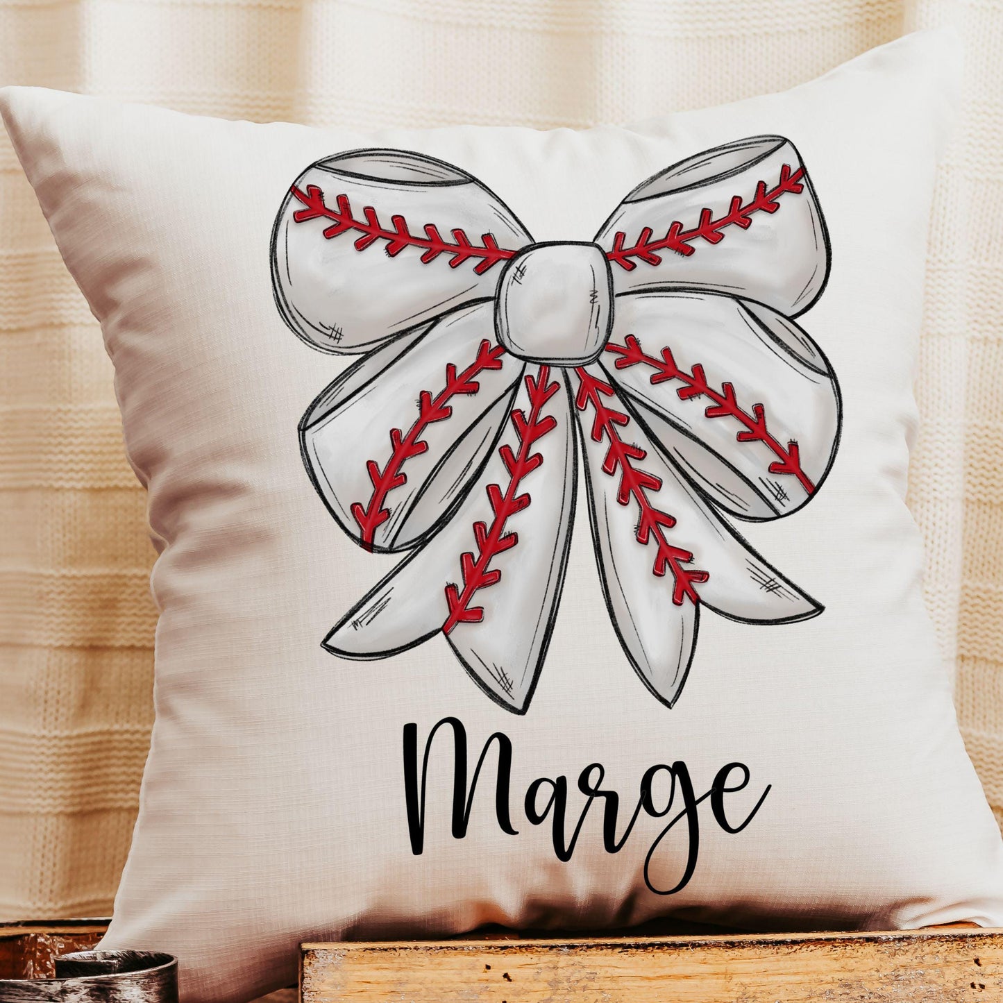 CapableByDesign personalized coquette baseball throw pillow towel