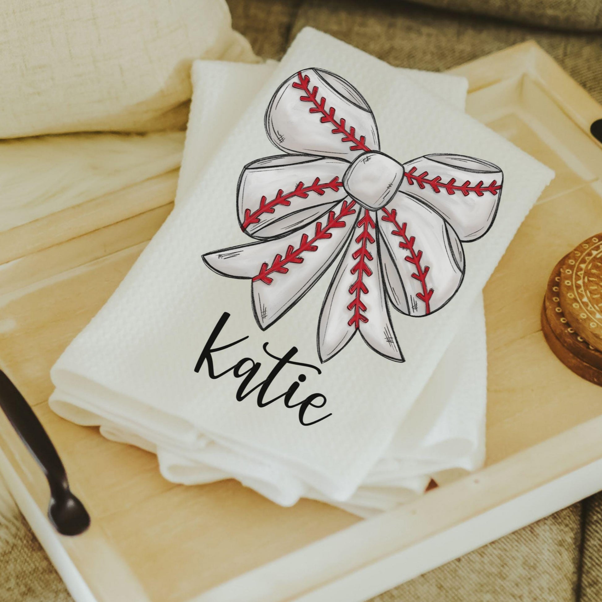 CapableByDesign personalized coquette baseball towel