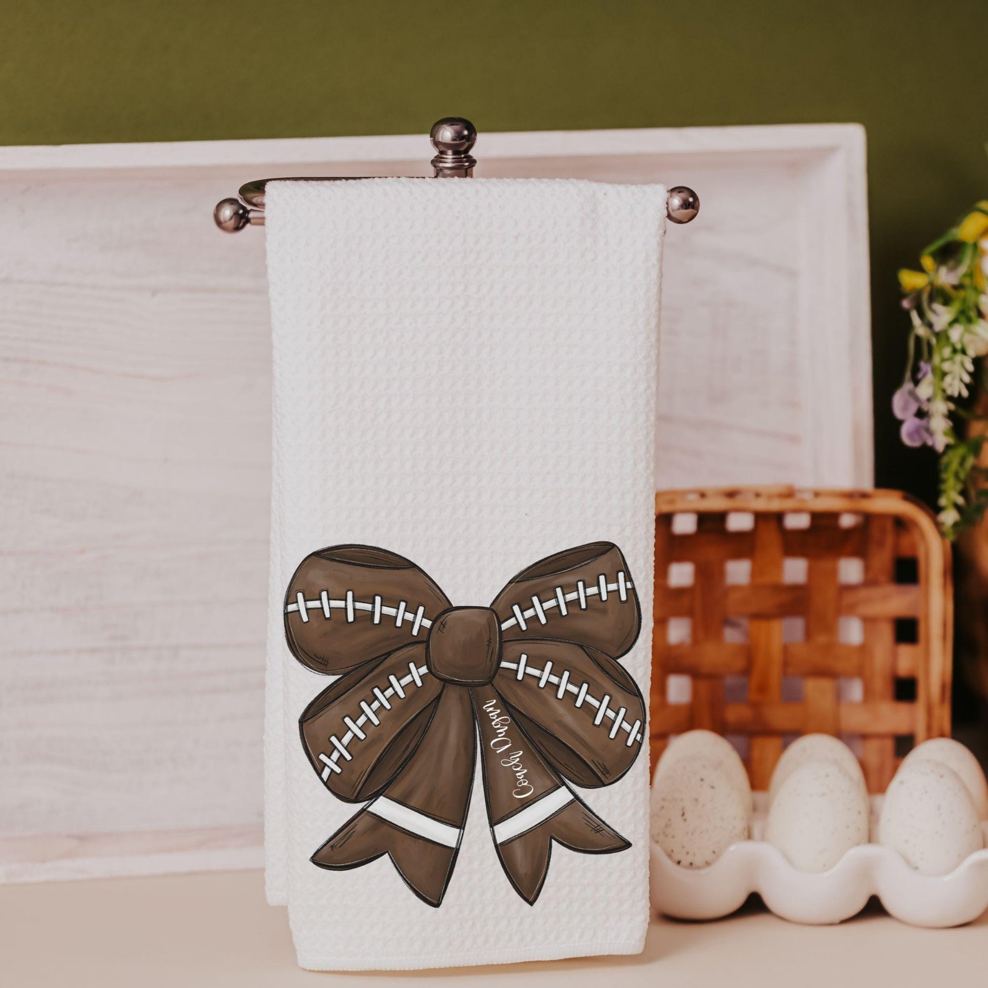 CapableByDesign personalized coquette football bow towel