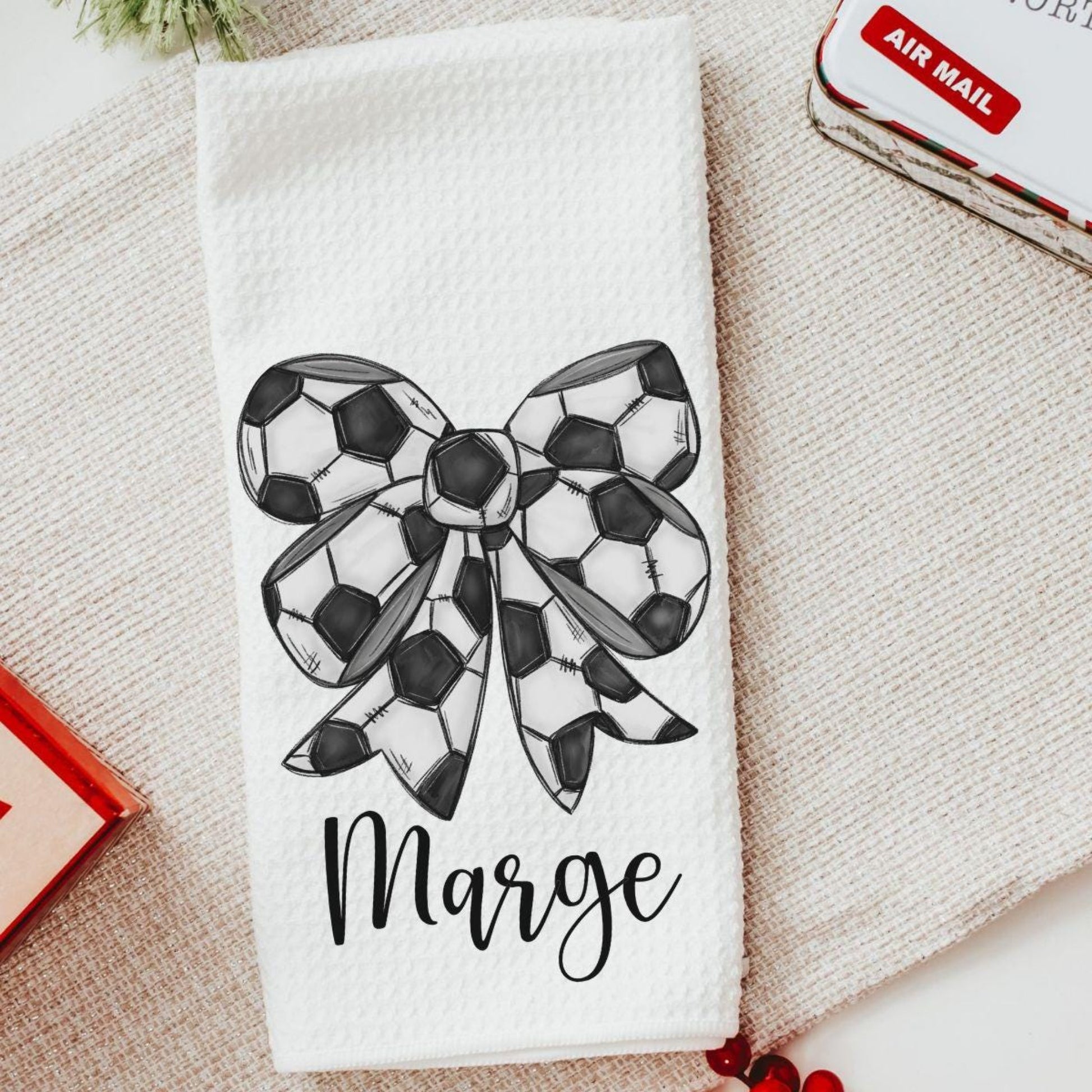 CapableByDesign personalized coquette soccer bow towel 2